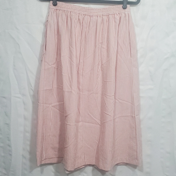 VINTAGE BRIGGS PETITE Candystripe Skirt Pink/White Waist Size 28" w/ Pockets! - Picture 3 of 6